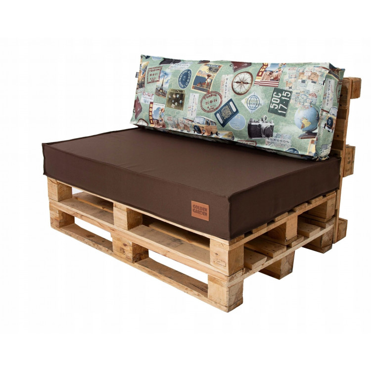 Paletové sedenie Golden Garden GG45 podsedák a vankúš 120cm x 80cm x 15cm tmavo hnedá vzor